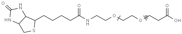 O-[2-(生物素基-氨基)乙基]-O′-(2-羧乙基)聚乙二醇 3000 结构式