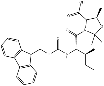 (5R)-3-[(2S,3S)-2-[[芴甲氧羰基]氨基]-3-甲基-1-氧代戊基]-2,2,5-三甲基-4-恶唑烷羧酸 结构式