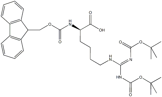 N-alpha-(9-Fluorenylmethyloxycarbonyl)-N,N-bis(t-butyloxycarbonyl)-D-homoarginine 结构式
