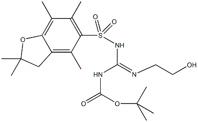 2-(Boc,Pbf-amidino)ethanol, 2-[N-t-Butyloxycarbonyl-N-(2,2,4,6,7-pentamethyldihydrobenzofuran-5-sulfonyl)amidino]ethanol 结构式