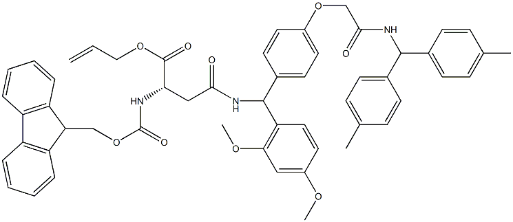 9-FLUORENYLMETHYLOXYCARBONYL-L-ASN(AM-RINK-RESIN)-OALL 结构式