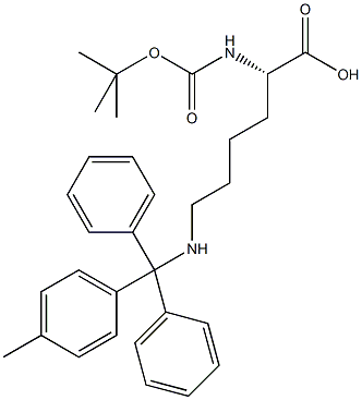 N-alpha-t-Butyloxycarbonyl-N-epsilon-(4-methyltrityl)-L-lysine dicyclohexylamine 结构式