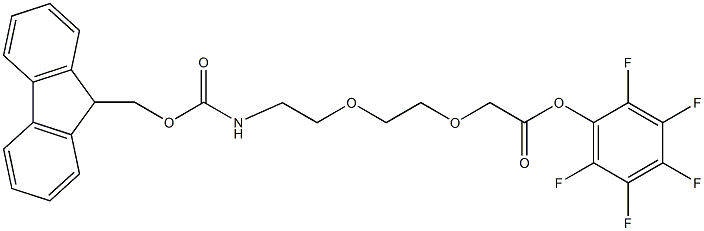 8-(9-Fluorenylmethyloxycarbonyl-amino)-3,6-dioxaoctanoic acid pentafluorophenyl ester, {2-[2-(Fmoc-amino)ethoxy]ethoxy}acetic acid pentafluorophenyl ester, 1-(9H-Fuoren-9-yl)-3-oxo-2,7,10-trioxa-4-azadodecan-12-oic acid pentafluorophenyl ester, Fmoc-Ado-OPfp, Fmoc-AEEA-Pfp 结构式