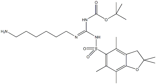 2-(Boc,Pbf-amidino)hexylamine, 2-[N-t-Butyloxycarbonyl-N-(2,2,4,6,7-pentamethyldihydrobenzofuran-5-sulfonyl)amidino]hexylamine hydrochloride 结构式