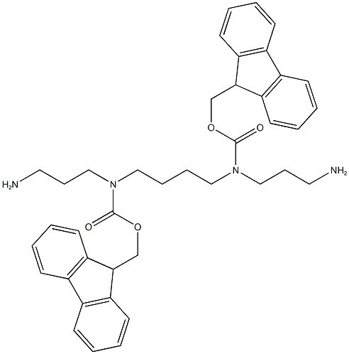 N2,N3-Bis-(9-fluorenylmethyloxycarbonyl)-1,5,10,14-tetra-aza-quatrodecan dihydrochloride 结构式