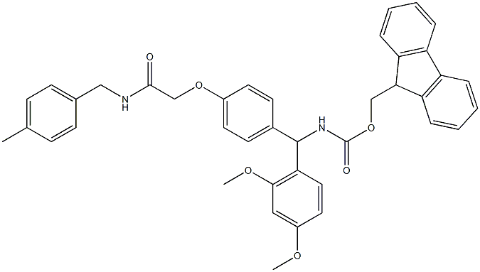 4-[(2,4-DIMETHOXYPHENYL) FMOC-AMINOMETHYL]PHENOXYACETIC ACID AMS RESIN 结构式
