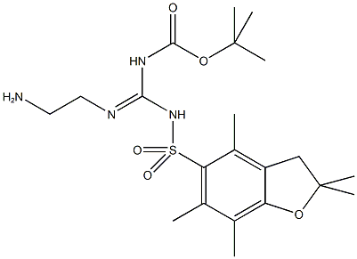 2-(Boc,Pbf-amidino)ethylamine, 2-[N-t-Butyloxycarbonyl-N-(2,2,4,6,7-pentamethyldihydrobenzofuran-5-sulfonyl)amidino]ethylamine hydrochloride 结构式