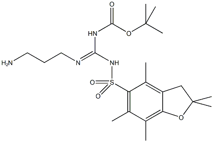 2-(Boc,Pbf-amidino)proylamine, 2-[N-t-Butyloxycarbonyl-N-(2,2,4,6,7-pentamethyldihydrobenzofuran-5-sulfonyl)amidino]proylamine hydrochloride 结构式