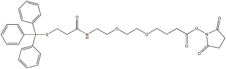 alpha-Tritylthio-omega-carboxy succinimidyl ester poly(ethylene glycol) (PEG-MW 10.000 Dalton) 结构式
