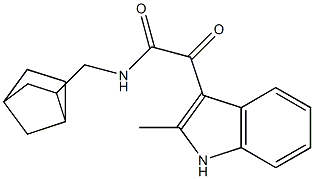 N-(3-bicyclo[2.2.1]heptanylmethyl)-2-(2-methyl-1H-indol-3-yl)-2-oxoacetamide 结构式