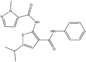 2-methyl-N-[3-(phenylcarbamoyl)-5-propan-2-ylthiophen-2-yl]pyrazole-3-carboxamide 结构式