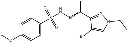 N-[(E)-1-(4-bromo-1-ethylpyrazol-3-yl)ethylideneamino]-4-methoxybenzenesulfonamide 结构式