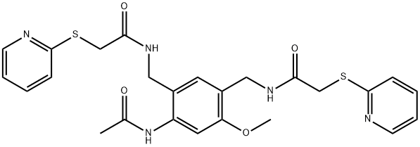 N-[[2-acetamido-4-methoxy-5-[[(2-pyridin-2-ylsulfanylacetyl)amino]methyl]phenyl]methyl]-2-pyridin-2-ylsulfanylacetamide 结构式