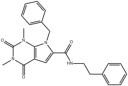 7-benzyl-1,3-dimethyl-2,4-dioxo-N-(2-phenylethyl)pyrrolo[2,3-d]pyrimidine-6-carboxamide 结构式