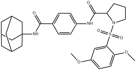 N-[4-(1-adamantylcarbamoyl)phenyl]-1-(2,5-dimethoxyphenyl)sulfonylpyrrolidine-2-carboxamide 结构式