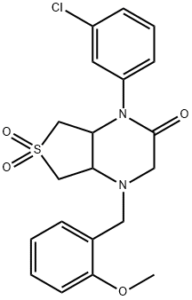 4-(3-chlorophenyl)-1-[(2-methoxyphenyl)methyl]-6,6-dioxo-4a,5,7,7a-tetrahydro-2H-thieno[3,4-b]pyrazin-3-one 结构式