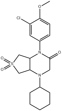 4-(3-chloro-4-methoxyphenyl)-1-cyclohexyl-6,6-dioxo-4a,5,7,7a-tetrahydro-2H-thieno[3,4-b]pyrazin-3-one 结构式