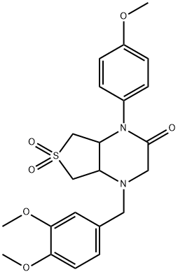 1-[(3,4-dimethoxyphenyl)methyl]-4-(4-methoxyphenyl)-6,6-dioxo-4a,5,7,7a-tetrahydro-2H-thieno[3,4-b]pyrazin-3-one 结构式