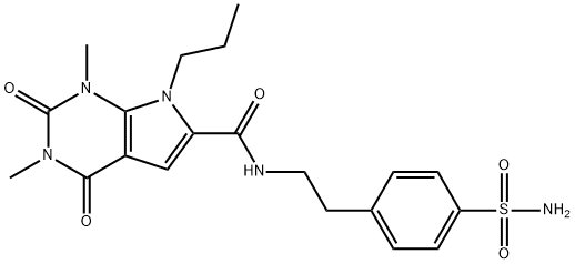 1,3-dimethyl-2,4-dioxo-7-propyl-N-[2-(4-sulfamoylphenyl)ethyl]pyrrolo[2,3-d]pyrimidine-6-carboxamide 结构式