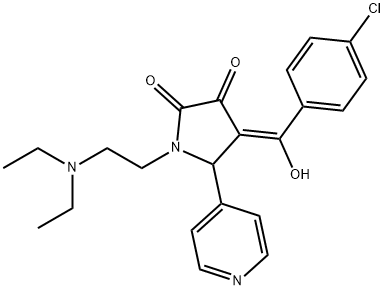 (E)-(4-chlorophenyl)-[1-[2-(diethylazaniumyl)ethyl]-4,5-dioxo-2-pyridin-4-ylpyrrolidin-3-ylidene]methanolate 结构式