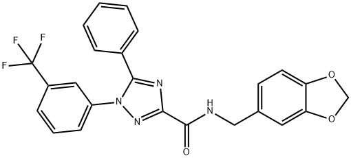 N-(1,3-benzodioxol-5-ylmethyl)-5-phenyl-1-[3-(trifluoromethyl)phenyl]-1,2,4-triazole-3-carboxamide 结构式