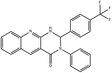 3-phenyl-2-[4-(trifluoromethyl)phenyl]-1,2-dihydropyrimido[4,5-b]quinolin-4-one 结构式