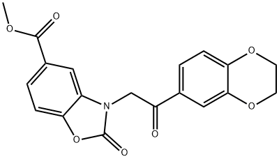 methyl 3-[2-(2,3-dihydro-1,4-benzodioxin-6-yl)-2-oxoethyl]-2-oxo-1,3-benzoxazole-5-carboxylate 结构式