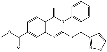 methyl 2-(1,2-oxazol-3-ylmethylsulfanyl)-4-oxo-3-phenylquinazoline-7-carboxylate 结构式