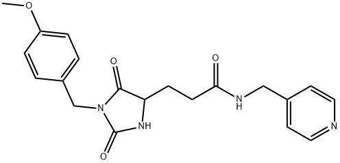 3-[1-[(4-methoxyphenyl)methyl]-2,5-dioxoimidazolidin-4-yl]-N-(pyridin-4-ylmethyl)propanamide 结构式