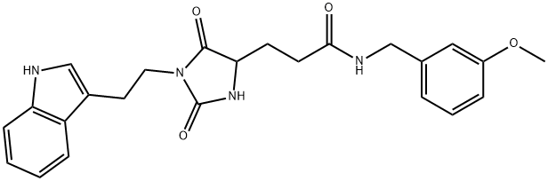 3-[1-[2-(1H-indol-3-yl)ethyl]-2,5-dioxoimidazolidin-4-yl]-N-[(3-methoxyphenyl)methyl]propanamide 结构式