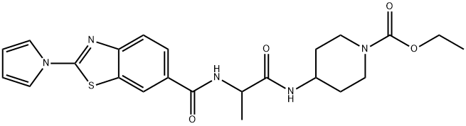 ethyl 4-[2-[(2-pyrrol-1-yl-1,3-benzothiazole-6-carbonyl)amino]propanoylamino]piperidine-1-carboxylate 结构式