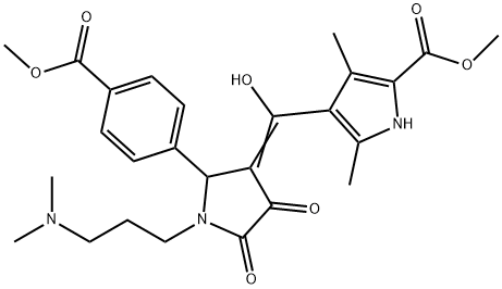 methyl 4-[(E)-[1-[3-(dimethylamino)propyl]-2-(4-methoxycarbonylphenyl)-4,5-dioxopyrrolidin-3-ylidene]-hydroxymethyl]-3,5-dimethyl-1H-pyrrole-2-carboxylate 结构式