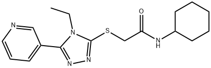 N-cyclohexyl-2-[(4-ethyl-5-pyridin-3-yl-1,2,4-triazol-3-yl)sulfanyl]acetamide 结构式