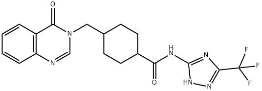 4-[(4-oxoquinazolin-3-yl)methyl]-N-[5-(trifluoromethyl)-1H-1,2,4-triazol-3-yl]cyclohexane-1-carboxamide 结构式