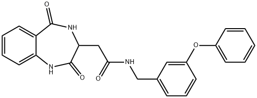 2-(2,5-dioxo-3,4-dihydro-1H-1,4-benzodiazepin-3-yl)-N-[(3-phenoxyphenyl)methyl]acetamide 结构式