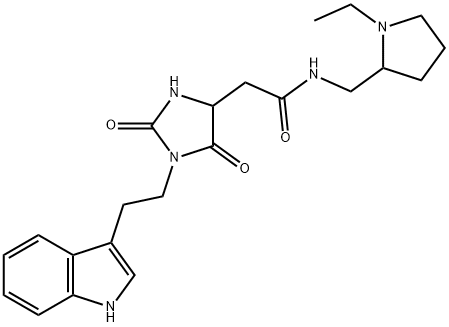 N-[(1-ethylpyrrolidin-2-yl)methyl]-2-[1-[2-(1H-indol-3-yl)ethyl]-2,5-dioxoimidazolidin-4-yl]acetamide 结构式