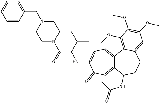 N-[10-[[1-(4-benzylpiperazin-1-yl)-3-methyl-1-oxobutan-2-yl]amino]-1,2,3-trimethoxy-9-oxo-6,7-dihydro-5H-benzo[a]heptalen-7-yl]acetamide 结构式