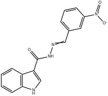 N-[(E)-(3-nitrophenyl)methylideneamino]-1H-indole-3-carboxamide 结构式