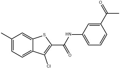 N-(3-acetylphenyl)-3-chloro-6-methyl-1-benzothiophene-2-carboxamide 结构式