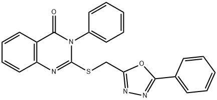 3-phenyl-2-[(5-phenyl-1,3,4-oxadiazol-2-yl)methylsulfanyl]quinazolin-4-one 结构式
