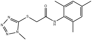 2-(1-甲基四氮唑-5-基)硫基-N-(2,4,6-三甲基苯基)乙酰胺 结构式