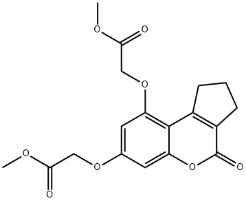 methyl 2-[[9-(2-methoxy-2-oxoethoxy)-4-oxo-2,3-dihydro-1H-cyclopenta[c]chromen-7-yl]oxy]acetate 结构式