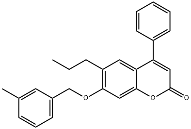 7-[(3-methylphenyl)methoxy]-4-phenyl-6-propylchromen-2-one 结构式