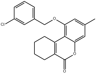 1-[(3-chlorophenyl)methoxy]-3-methyl-7,8,9,10-tetrahydrobenzo[c]chromen-6-one 结构式