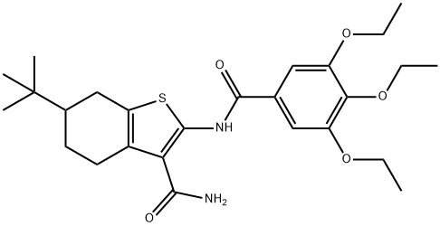 6-tert-butyl-2-[(3,4,5-triethoxybenzoyl)amino]-4,5,6,7-tetrahydro-1-benzothiophene-3-carboxamide 结构式