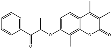 3,4,8-trimethyl-7-(1-oxo-1-phenylpropan-2-yl)oxychromen-2-one 结构式