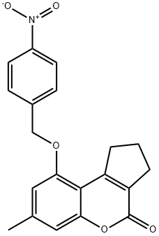 7-methyl-9-[(4-nitrophenyl)methoxy]-2,3-dihydro-1H-cyclopenta[c]chromen-4-one 结构式