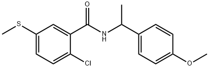 2-chloro-N-[1-(4-methoxyphenyl)ethyl]-5-methylsulfanylbenzamide 结构式