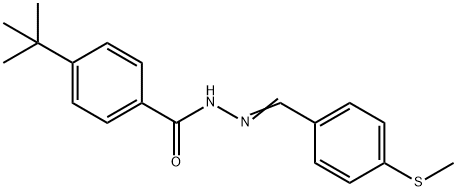 4-tert-butyl-N-[(E)-(4-methylsulfanylphenyl)methylideneamino]benzamide 结构式