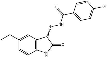 4-bromo-N'-(5-ethyl-2-oxoindol-3-yl)benzohydrazide 结构式